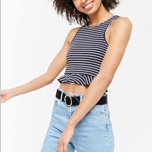 Forever 21 Ruffle Hem Peplum Crop Top